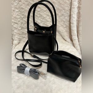 Black leather Anthropologie crossbody/smal tote